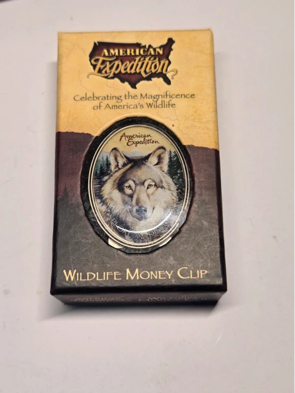 American Expedition Gray Wolf Wildlife Money Clip – Original Box